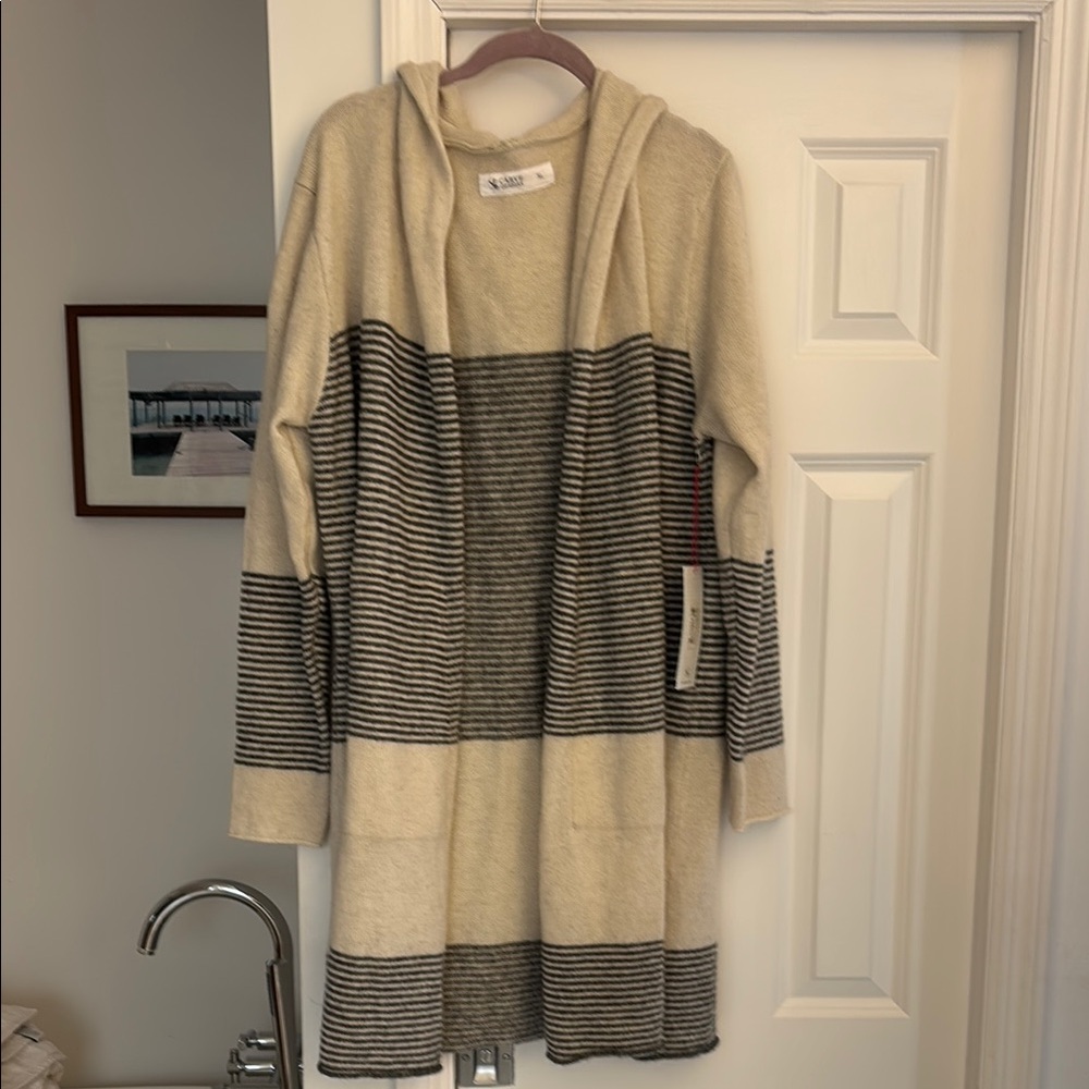 Carve Designs Beige and Gray Striped Sweater